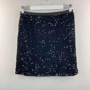 Sequin Black Mini Skirt Velour Size Large
